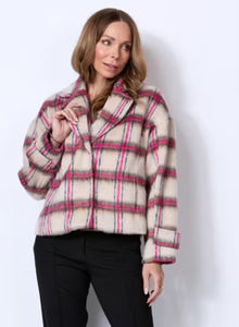 Alison Sheri Alison Sheri Brushed Jacquard and Woven Fabric Boxy Short Coat