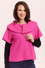 Load image into Gallery viewer, See Saw Wool  Collared Crop Coat  Fuchsia
