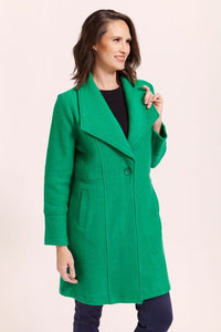 See Saw Wool  Long Line 1 Button Pea Coat emerald