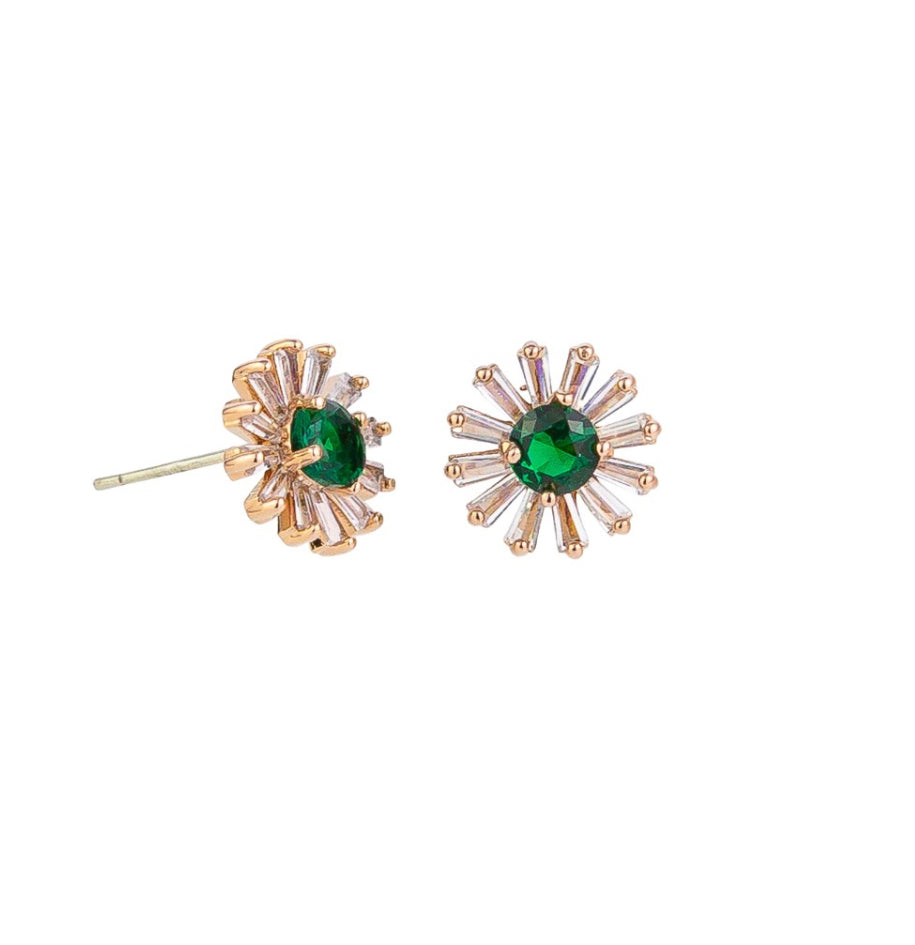 Tiger Tree earrings Emerald Crystal Bloom Studs