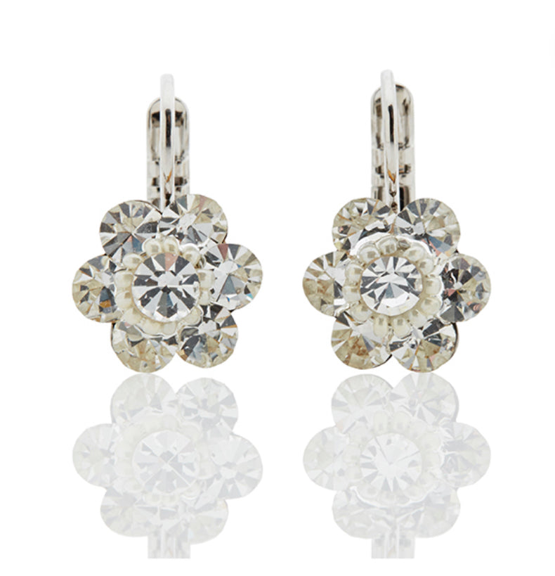 FIRUCCI  crystal flowers earings 2.1CMS LENGTH