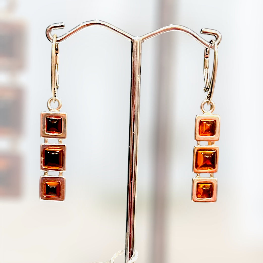 Amber earrings drop 3.5cm