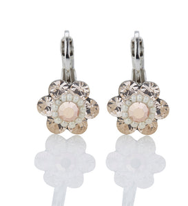 FIRUCCI CHAMPAGNE PETITE CRYSTAL FLOWER EARRING 2.1CMS LENGTH