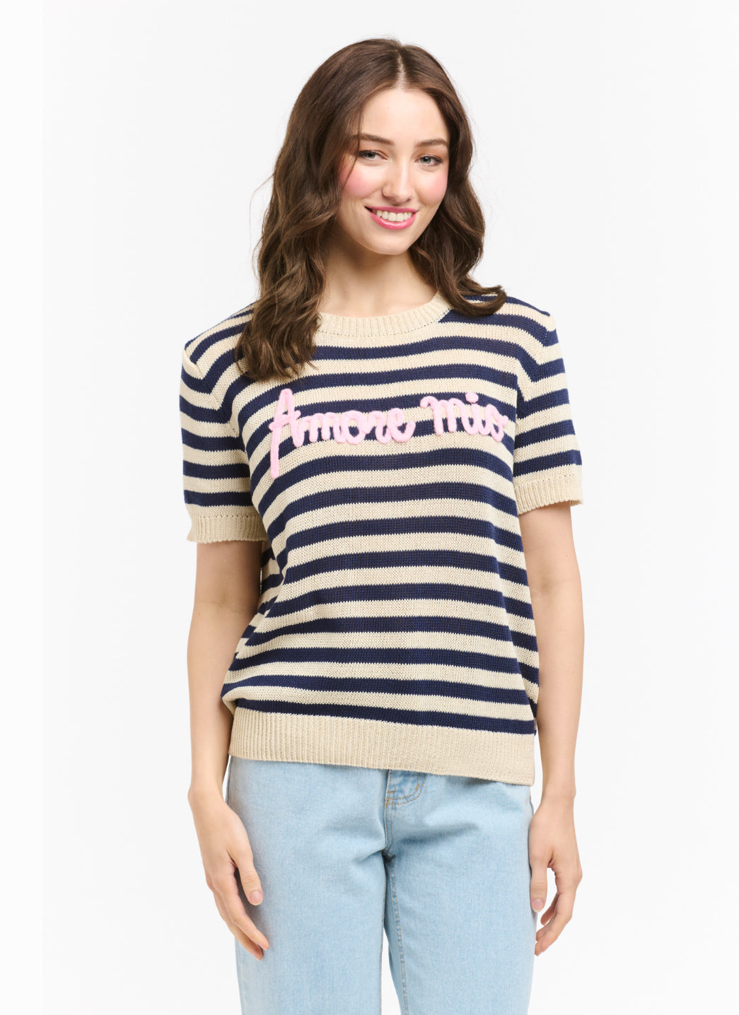 Urban Luxury Striped Sweater AMORE MIO navy