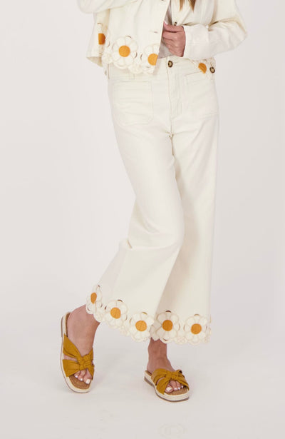 Gabby Isabella flower hem denim pants