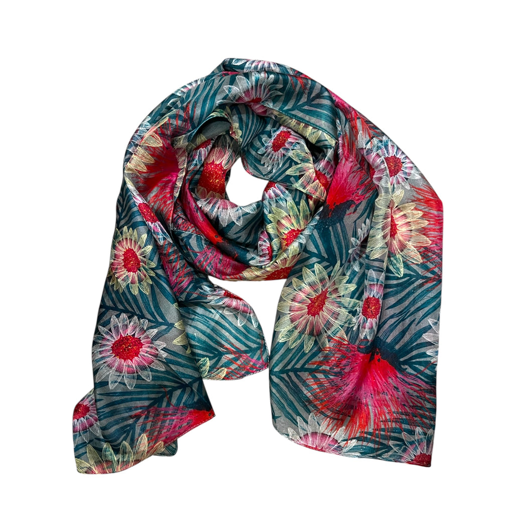 Wearable art silk scarf Australiana