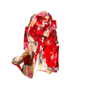 Wearable art silk  scarf rose garden