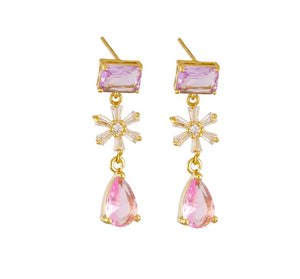 Tiger tree earrings Pink Juliana Crystal.