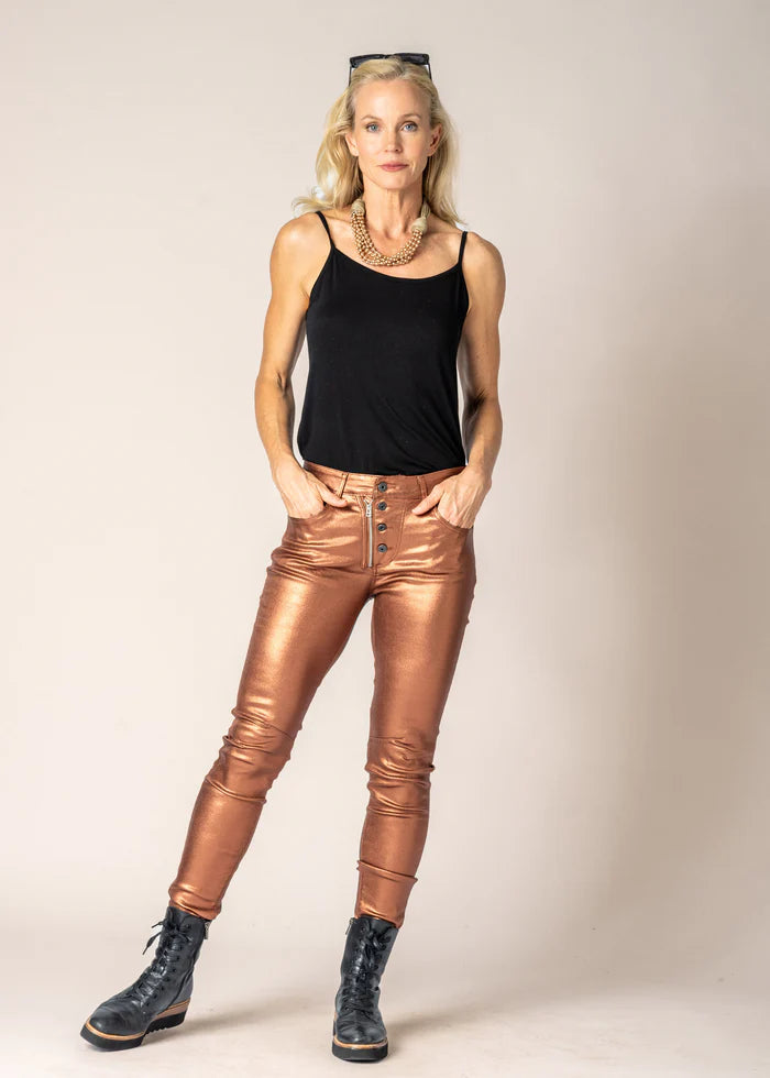 Charlene Metallic Pants in Bronze