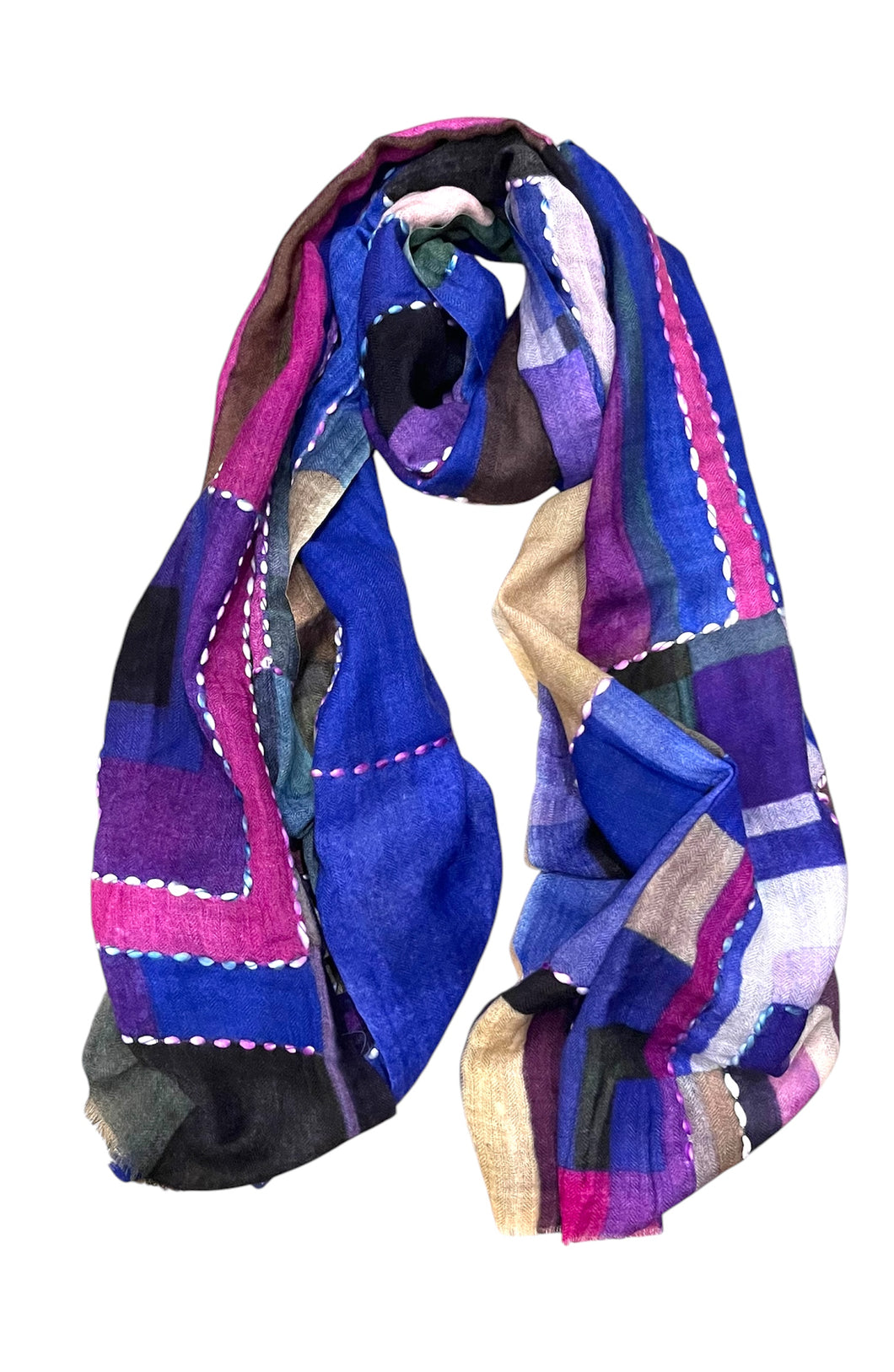 UF Painted and embroidered scarf 100% fine wool 3130