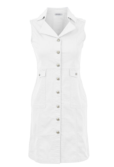 DOLCEZZA DENIM DRESS WITH RHINESTONE DETAILING - STYLE 26211
