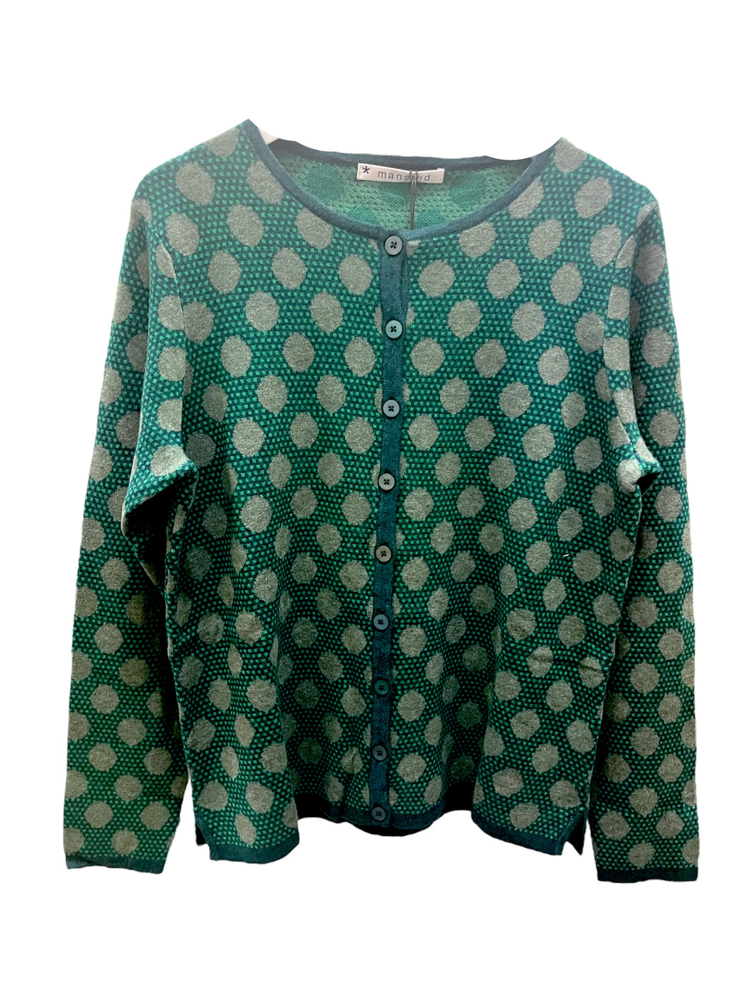 Mansted eco spot dot cardi 99 green
