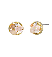 Load image into Gallery viewer, Tiger tree Pink Flower Crystal Bouquet earings
