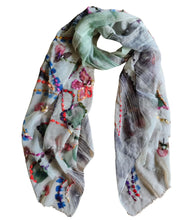 Load image into Gallery viewer, Painted and embroidered scarf light grey
