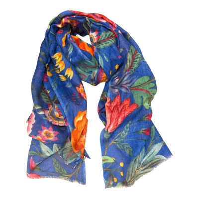 Fine Australian merino scarf electric blue
