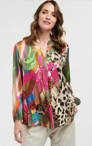 Urban luxury Floral Leo blouse - khaki