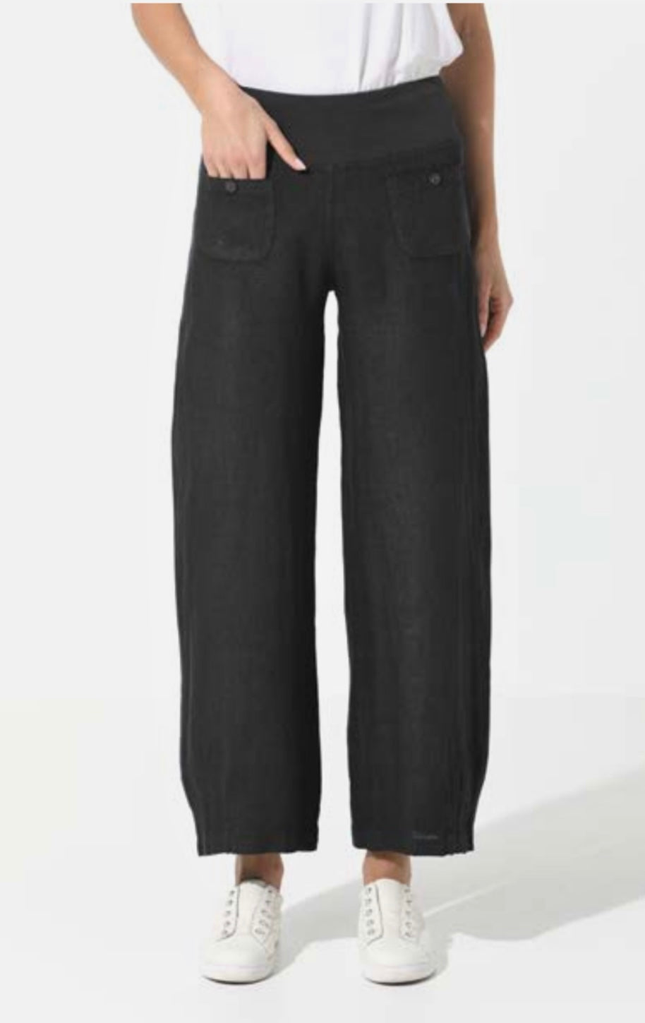 The 101s front pocket linen pants black