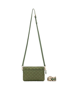 Black caviar Tribeca Quilted Kiara khaki Crossbody/Clutch