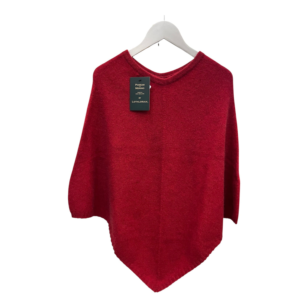 Lothlorian knit plain poncho possum/Merino Red