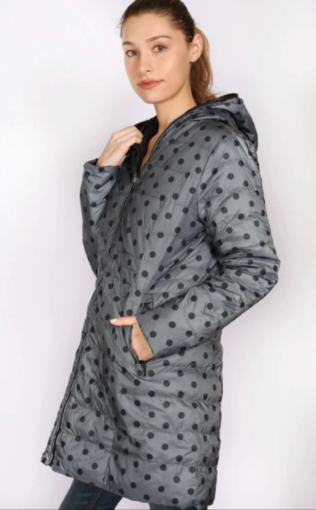 Sabena Down Puffer jacket reversible polka dots