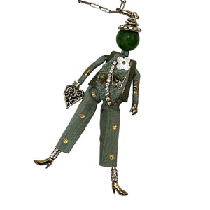 French doll necklace forest green