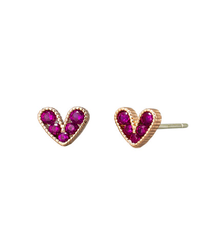 Tiger tree Pink Crystal Heart earings