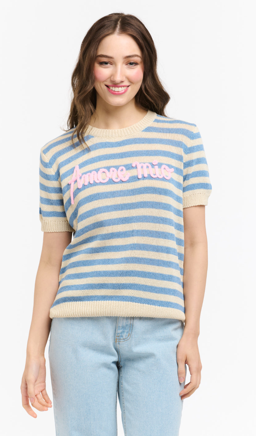 Urban Luxury Striped Sweater AMORE MIO blue