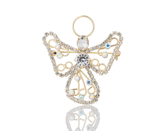 Firucci crystal broach / pendant angel gold