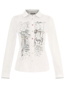Dolcezza  Text-print Hip-length Shirt Style 25723
