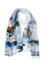 Load image into Gallery viewer, Wearable art scarf the silk the harbour
