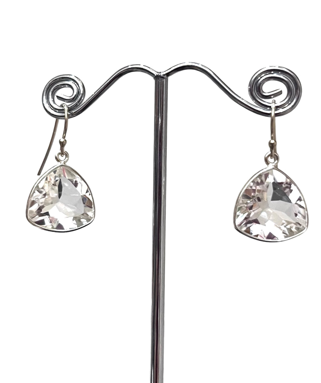 Clear crystal sterling silver earrings