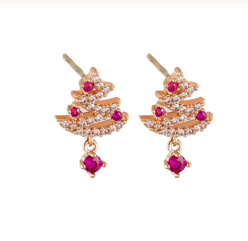 Tiger Tree Ruby Gold Crystal Tree earings