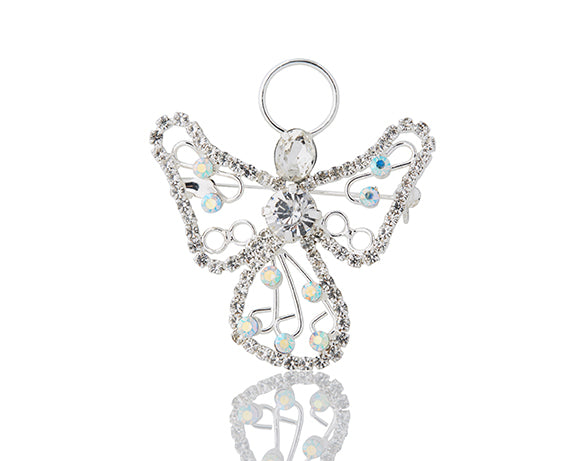 Firucci crystal broach / pendant angel silver