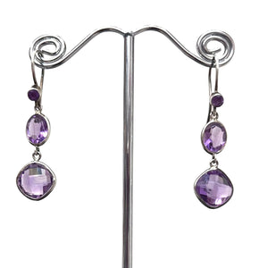 Amethyst sterling silver drop earrings