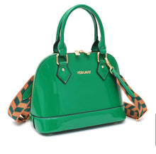 Load image into Gallery viewer, Vera May shiny Vegan leather patent green Crossbody Handbag
