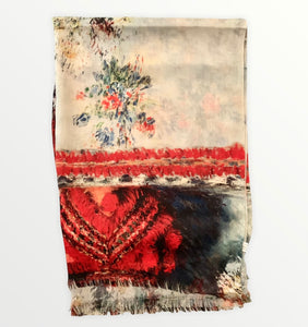 Art Cotton scarf  floral brush strokes