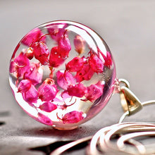 Load image into Gallery viewer, Resin sterling silver necklace bright pink heather
