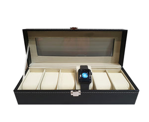 Faux leather watch box black