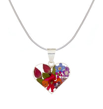 Load image into Gallery viewer, San Marco Flower resin necklace medium heart  mixed garden
