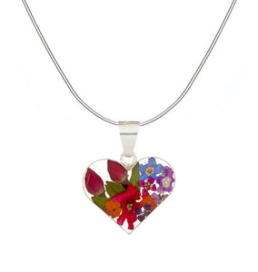 San Marco Flower resin necklace medium heart  mixed garden