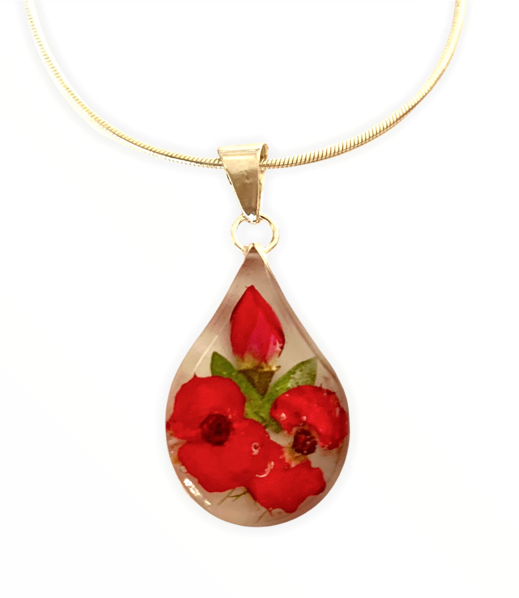 San Marco Flower resin necklace drop small, rose petals