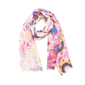 Wearable art scarf merino wool silk dust pink