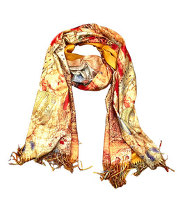 Cashmere luxurious art scarf golden lady