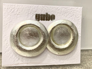 Gubo earrings  hand blown glass glass white/silver