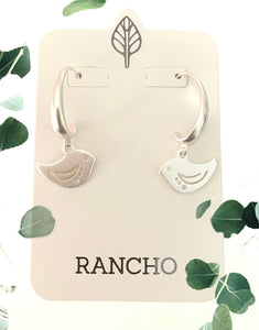 Rancho silver  bird hoop earrings