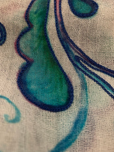 Art embroidery scarf merino wool silk folk story