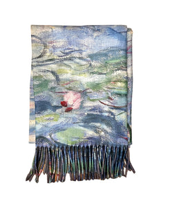 Cashmere luxurious art scarf water lilies