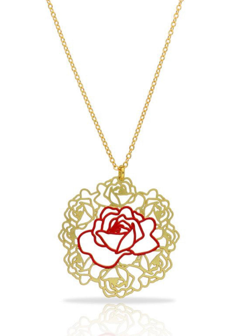 Damasco gold drop pendant necklace