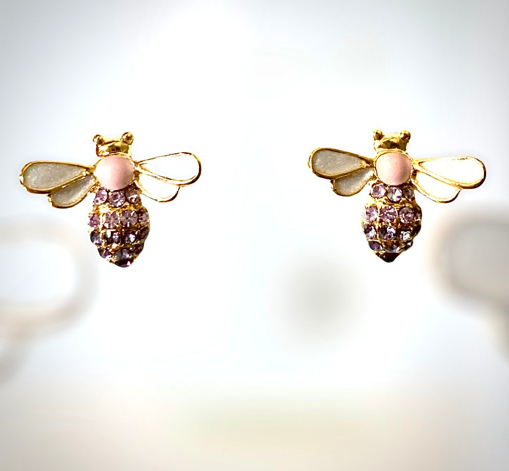 Tiger tree earrings pink busy bees