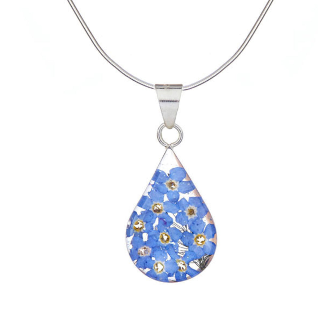 San Marco Flower resin necklace medium drop forget me not